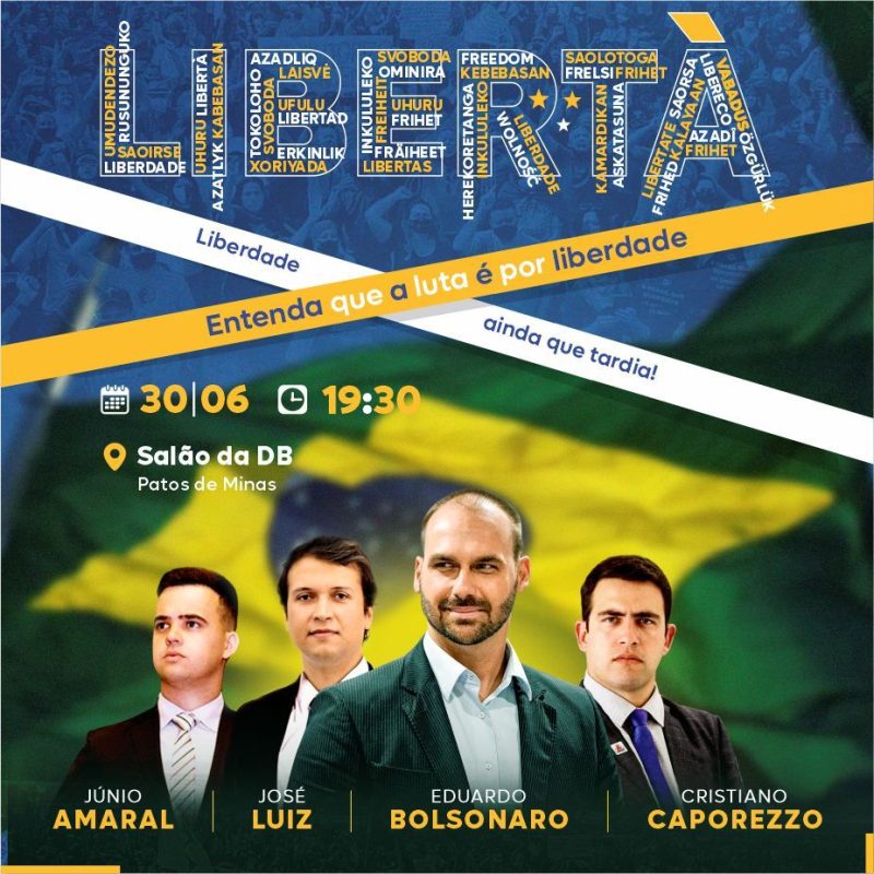 Evento com Eduardo Bolsonaro discutirá liberdade de expressão em Patos de Minas