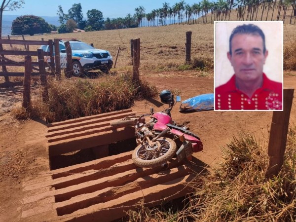 Motociclista morre ao cair em mata-burro na zona rural