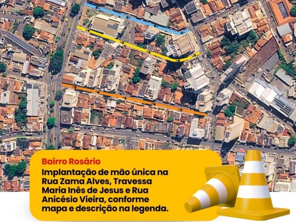 Três ruas do bairro Rosário terão mudanças no trânsito