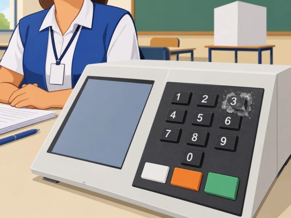 Urna precisa ser substituída após ter a tecla "3" colada